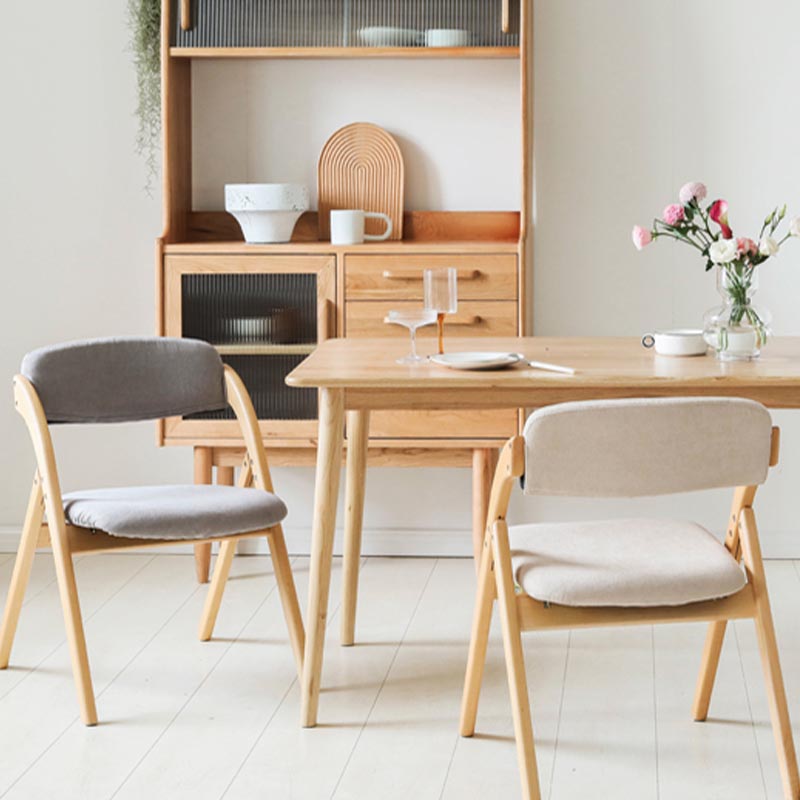 Contemporary Wood Dining Chairs Open Back Dining Side Furniture in Matte Finish for Home