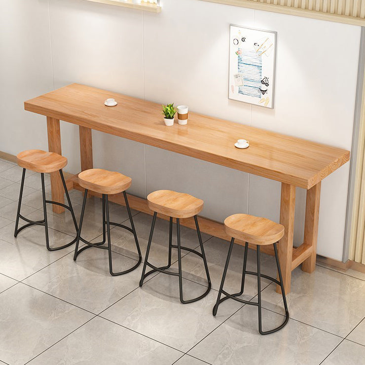 Modern 1/5/6/11 Pieces Bar Table Set Rectangle Pine Wood Counter Table with High Stools 5 Pieces: Table, 4 Stools Clearhalo 'Bar Furniture' 'furn' 'furn_home_bar_bar_sets' 'Furniture' 'Home Bars & Bar Sets' 'home_bar_bar_sets' 'Kitchen & Dining Furniture' 5360351
