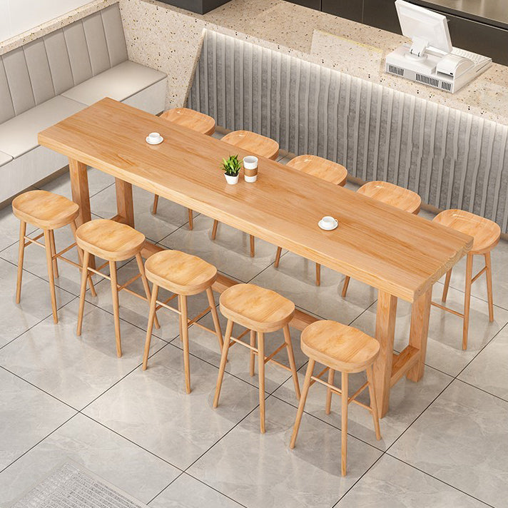 Modern 1/5/6/11 Pieces Bar Table Set Rectangle Pine Wood Counter Table with High Stools Clearhalo 'Bar Furniture' 'furn' 'furn_home_bar_bar_sets' 'Furniture' 'Home Bars & Bar Sets' 'home_bar_bar_sets' 'Kitchen & Dining Furniture' 5360359