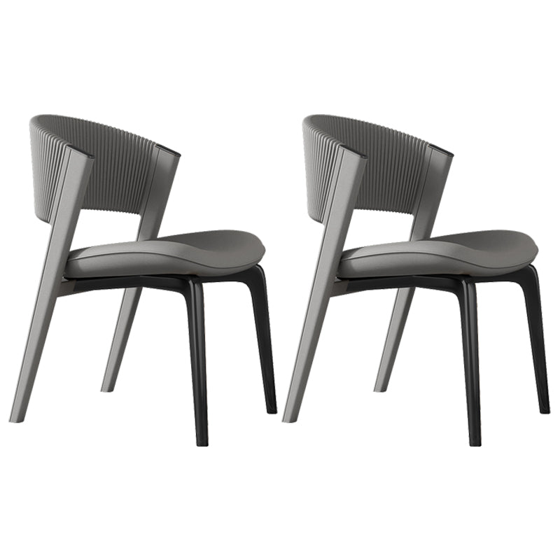 Modern Faux Leather Dining Chair Open Back Dining Side Furniture in Matte Finish Dark Gray 2 Piece Set Black Clearhalo 'Dining Chairs' 'Dining Tables & Seating' 'dining_chair' 'furn' 'furn_dining_chair' 'Furniture' 'Kitchen & Dining Furniture' 5360372
