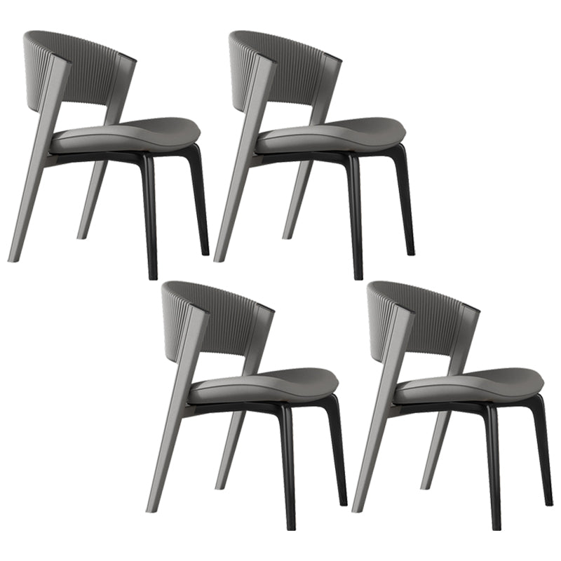 Modern Faux Leather Dining Chair Open Back Dining Side Furniture in Matte Finish Dark Gray 4 Piece Set Black Clearhalo 'Dining Chairs' 'Dining Tables & Seating' 'dining_chair' 'furn' 'furn_dining_chair' 'Furniture' 'Kitchen & Dining Furniture' 5360373