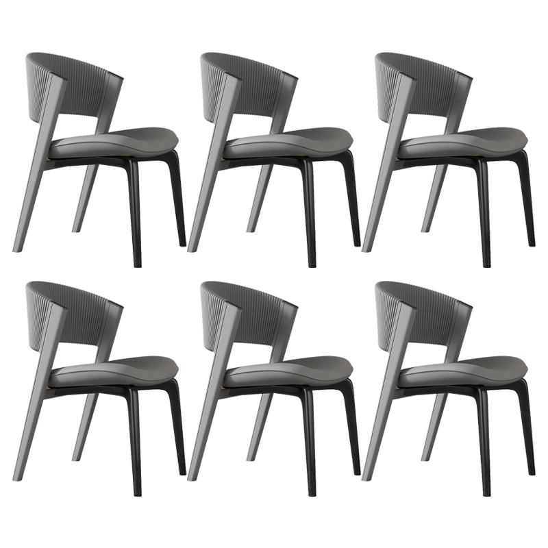 Modern Faux Leather Dining Chair Open Back Dining Side Furniture in Matte Finish Dark Gray 6 Piece Set Black Clearhalo 'Dining Chairs' 'Dining Tables & Seating' 'dining_chair' 'furn' 'furn_dining_chair' 'Furniture' 'Kitchen & Dining Furniture' 5360376