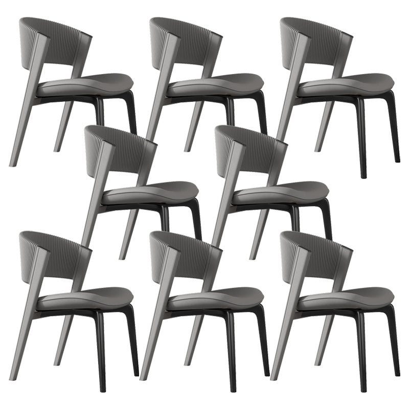 Modern Faux Leather Dining Chair Open Back Dining Side Furniture in Matte Finish Dark Gray 8 Piece Set Black Clearhalo 'Dining Chairs' 'Dining Tables & Seating' 'dining_chair' 'furn' 'furn_dining_chair' 'Furniture' 'Kitchen & Dining Furniture' 5360378