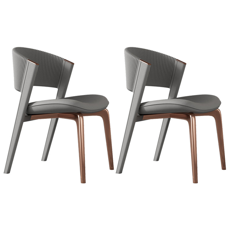 Modern Faux Leather Dining Chair Open Back Dining Side Furniture in Matte Finish Dark Gray 2 Piece Set Rose Gold Clearhalo 'Dining Chairs' 'Dining Tables & Seating' 'dining_chair' 'furn' 'furn_dining_chair' 'Furniture' 'Kitchen & Dining Furniture' 5360380