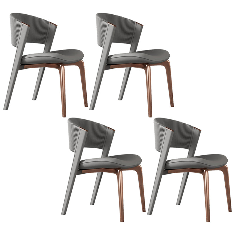 Modern Faux Leather Dining Chair Open Back Dining Side Furniture in Matte Finish Dark Gray 4 Piece Set Rose Gold Clearhalo 'Dining Chairs' 'Dining Tables & Seating' 'dining_chair' 'furn' 'furn_dining_chair' 'Furniture' 'Kitchen & Dining Furniture' 5360381