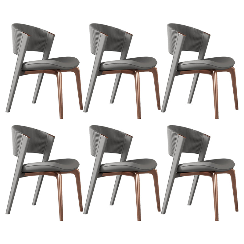 Modern Faux Leather Dining Chair Open Back Dining Side Furniture in Matte Finish Dark Gray 6 Piece Set Rose Gold Clearhalo 'Dining Chairs' 'Dining Tables & Seating' 'dining_chair' 'furn' 'furn_dining_chair' 'Furniture' 'Kitchen & Dining Furniture' 5360382