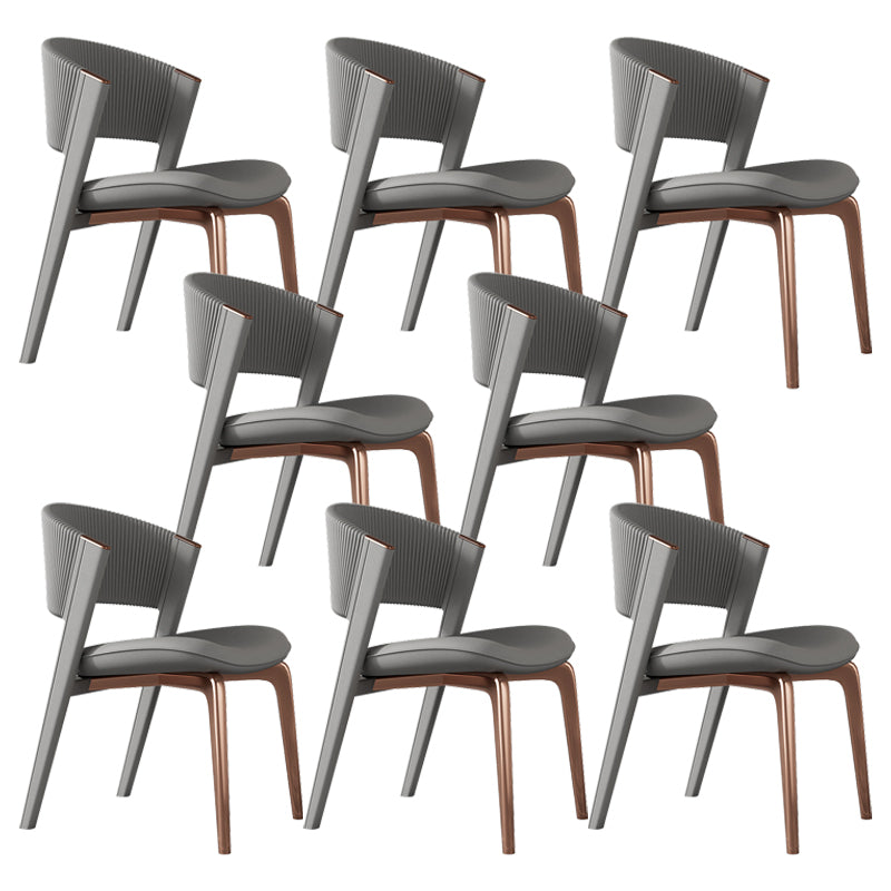 Modern Faux Leather Dining Chair Open Back Dining Side Furniture in Matte Finish Dark Gray 8 Piece Set Rose Gold Clearhalo 'Dining Chairs' 'Dining Tables & Seating' 'dining_chair' 'furn' 'furn_dining_chair' 'Furniture' 'Kitchen & Dining Furniture' 5360383