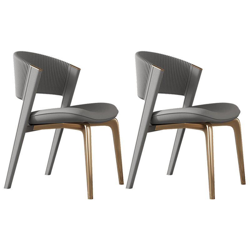 Modern Faux Leather Dining Chair Open Back Dining Side Furniture in Matte Finish Dark Gray 2 Piece Set Gold Clearhalo 'Dining Chairs' 'Dining Tables & Seating' 'dining_chair' 'furn' 'furn_dining_chair' 'Furniture' 'Kitchen & Dining Furniture' 5360384
