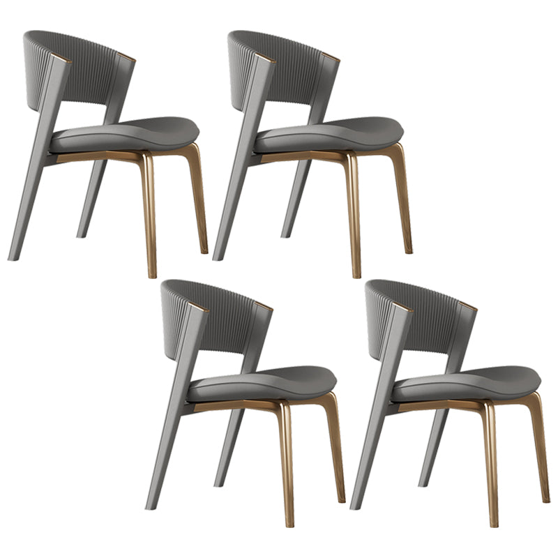 Modern Faux Leather Dining Chair Open Back Dining Side Furniture in Matte Finish Dark Gray 4 Piece Set Gold Clearhalo 'Dining Chairs' 'Dining Tables & Seating' 'dining_chair' 'furn' 'furn_dining_chair' 'Furniture' 'Kitchen & Dining Furniture' 5360385