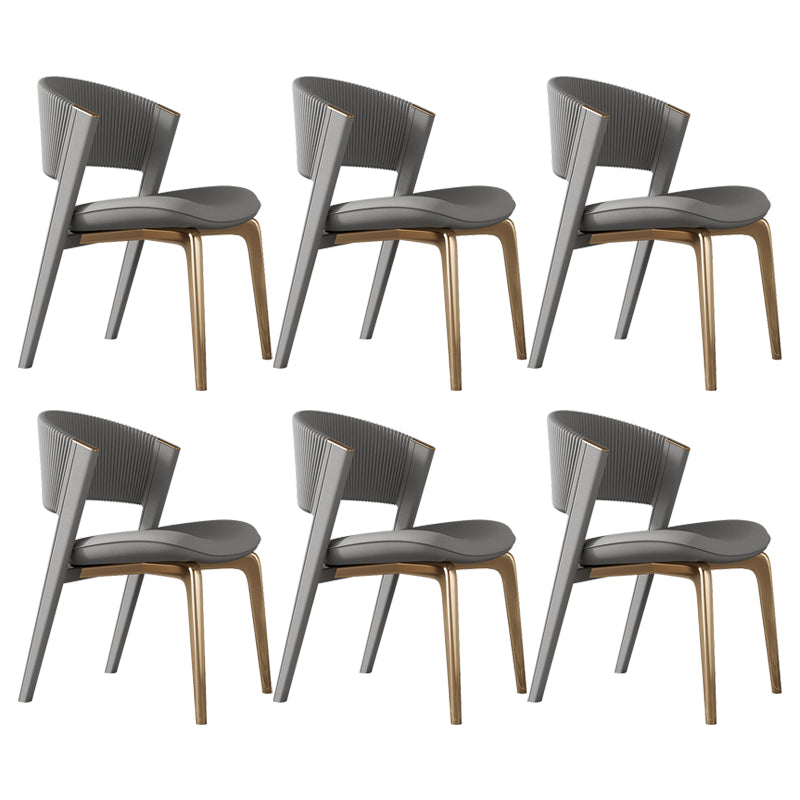 Modern Faux Leather Dining Chair Open Back Dining Side Furniture in Matte Finish Dark Gray 6 Piece Set Gold Clearhalo 'Dining Chairs' 'Dining Tables & Seating' 'dining_chair' 'furn' 'furn_dining_chair' 'Furniture' 'Kitchen & Dining Furniture' 5360386
