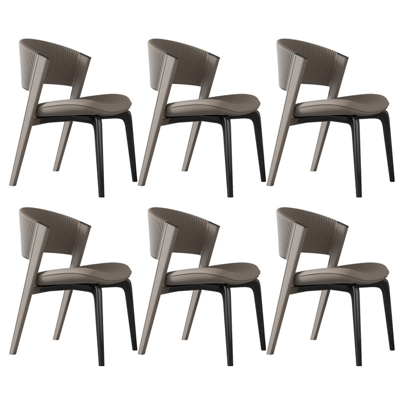 Modern Faux Leather Dining Chair Open Back Dining Side Furniture in Matte Finish Coffee 6 Piece Set Black Clearhalo 'Dining Chairs' 'Dining Tables & Seating' 'dining_chair' 'furn' 'furn_dining_chair' 'Furniture' 'Kitchen & Dining Furniture' 5360390