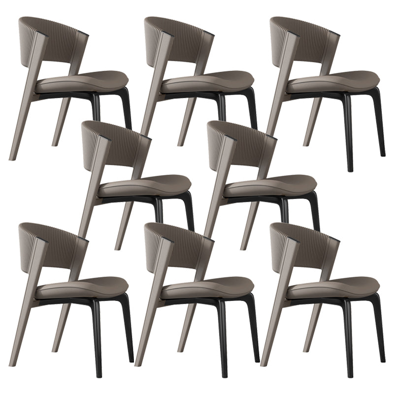 Modern Faux Leather Dining Chair Open Back Dining Side Furniture in Matte Finish Coffee 8 Piece Set Black Clearhalo 'Dining Chairs' 'Dining Tables & Seating' 'dining_chair' 'furn' 'furn_dining_chair' 'Furniture' 'Kitchen & Dining Furniture' 5360391