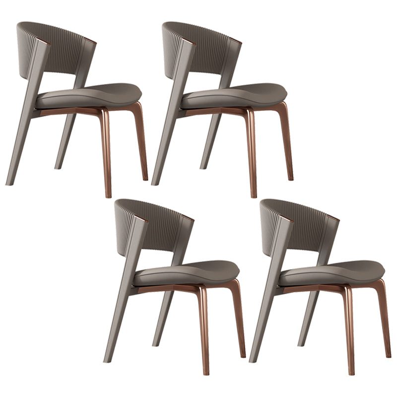 Modern Faux Leather Dining Chair Open Back Dining Side Furniture in Matte Finish Coffee 4 Piece Set Rose Gold Clearhalo 'Dining Chairs' 'Dining Tables & Seating' 'dining_chair' 'furn' 'furn_dining_chair' 'Furniture' 'Kitchen & Dining Furniture' 5360393
