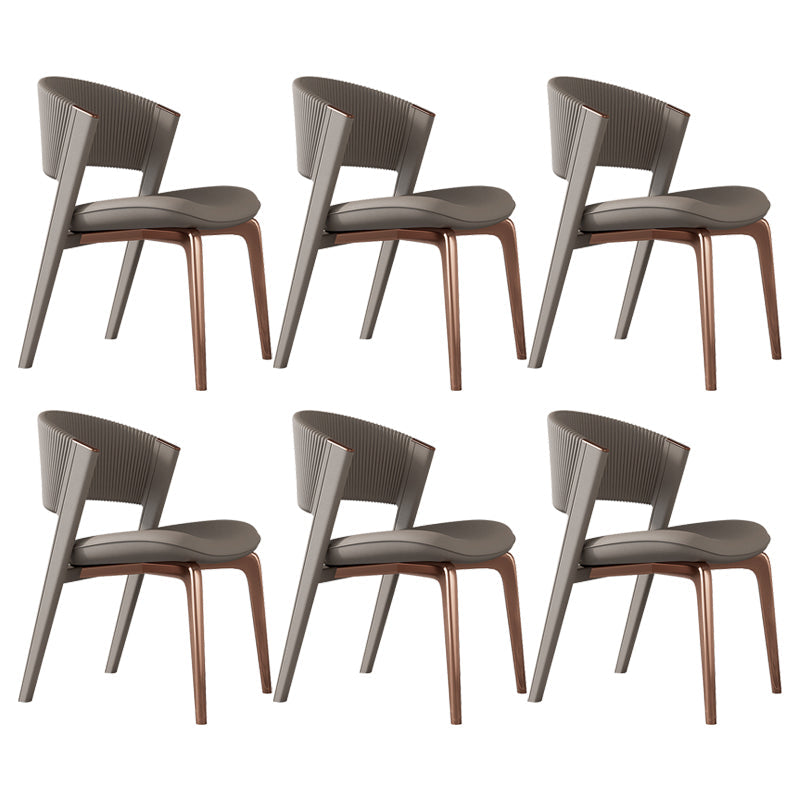 Modern Faux Leather Dining Chair Open Back Dining Side Furniture in Matte Finish Coffee 6 Piece Set Rose Gold Clearhalo 'Dining Chairs' 'Dining Tables & Seating' 'dining_chair' 'furn' 'furn_dining_chair' 'Furniture' 'Kitchen & Dining Furniture' 5360394