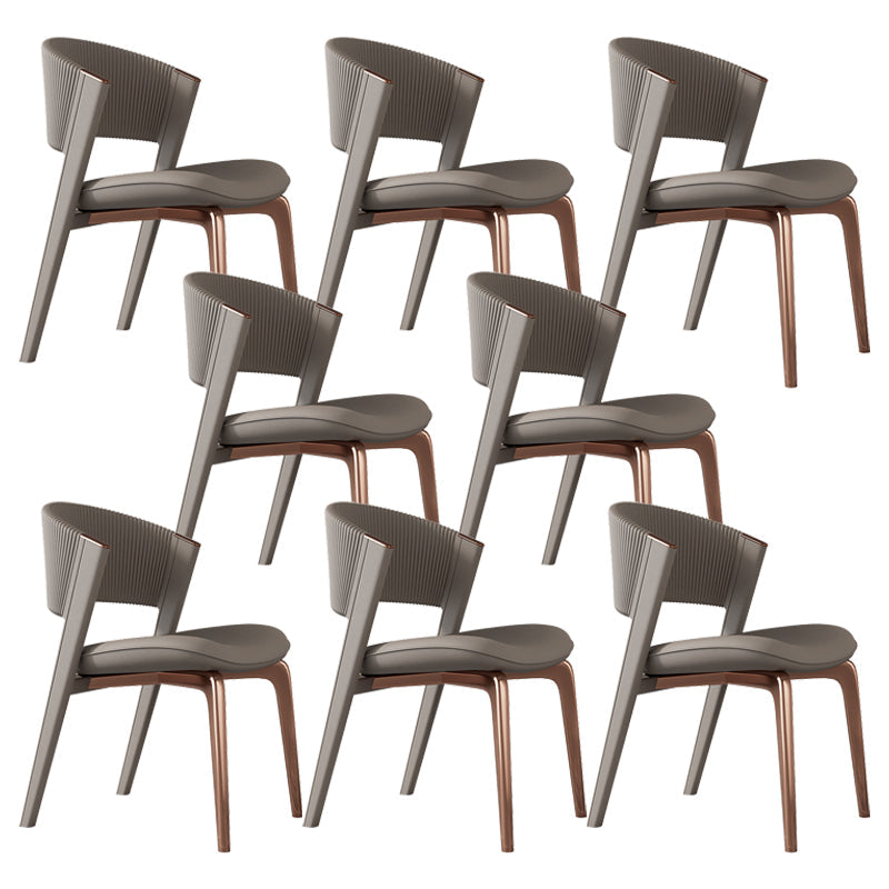 Modern Faux Leather Dining Chair Open Back Dining Side Furniture in Matte Finish Coffee 8 Piece Set Rose Gold Clearhalo 'Dining Chairs' 'Dining Tables & Seating' 'dining_chair' 'furn' 'furn_dining_chair' 'Furniture' 'Kitchen & Dining Furniture' 5360395