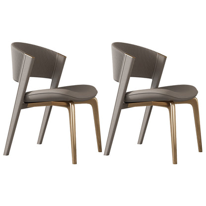 Modern Faux Leather Dining Chair Open Back Dining Side Furniture in Matte Finish Coffee 2 Piece Set Gold Clearhalo 'Dining Chairs' 'Dining Tables & Seating' 'dining_chair' 'furn' 'furn_dining_chair' 'Furniture' 'Kitchen & Dining Furniture' 5360396