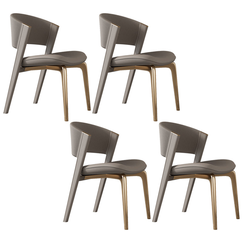 Modern Faux Leather Dining Chair Open Back Dining Side Furniture in Matte Finish Coffee 4 Piece Set Gold Clearhalo 'Dining Chairs' 'Dining Tables & Seating' 'dining_chair' 'furn' 'furn_dining_chair' 'Furniture' 'Kitchen & Dining Furniture' 5360397