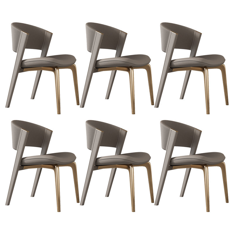 Modern Faux Leather Dining Chair Open Back Dining Side Furniture in Matte Finish Coffee 6 Piece Set Gold Clearhalo 'Dining Chairs' 'Dining Tables & Seating' 'dining_chair' 'furn' 'furn_dining_chair' 'Furniture' 'Kitchen & Dining Furniture' 5360398
