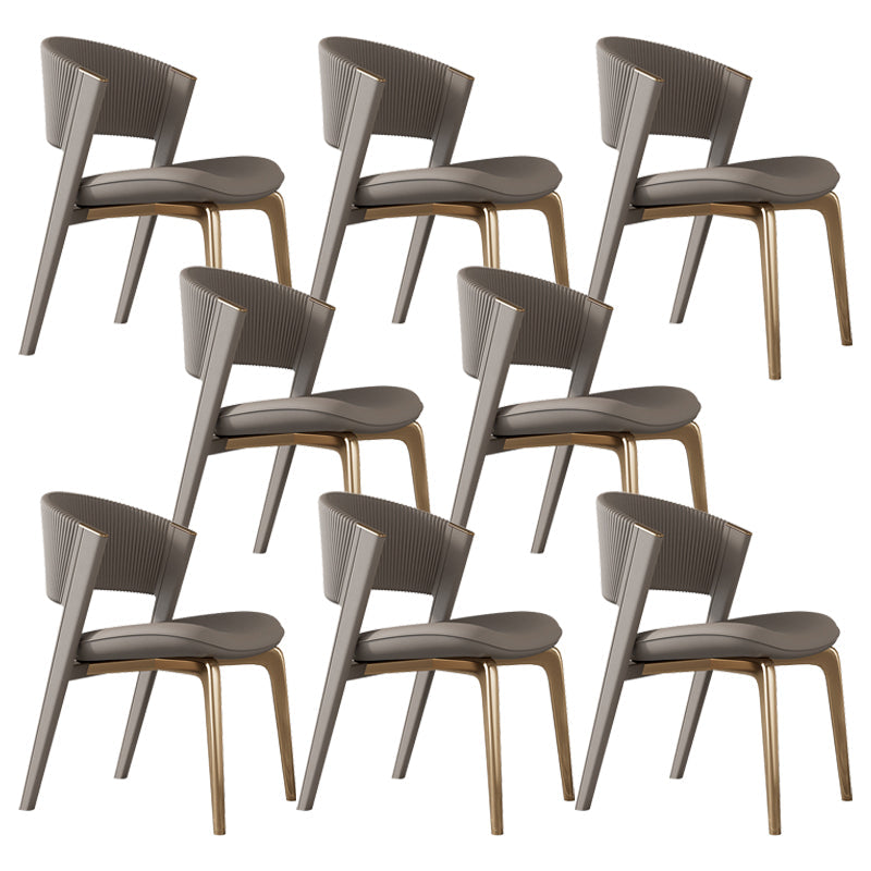 Modern Faux Leather Dining Chair Open Back Dining Side Furniture in Matte Finish Coffee 8 Piece Set Gold Clearhalo 'Dining Chairs' 'Dining Tables & Seating' 'dining_chair' 'furn' 'furn_dining_chair' 'Furniture' 'Kitchen & Dining Furniture' 5360399