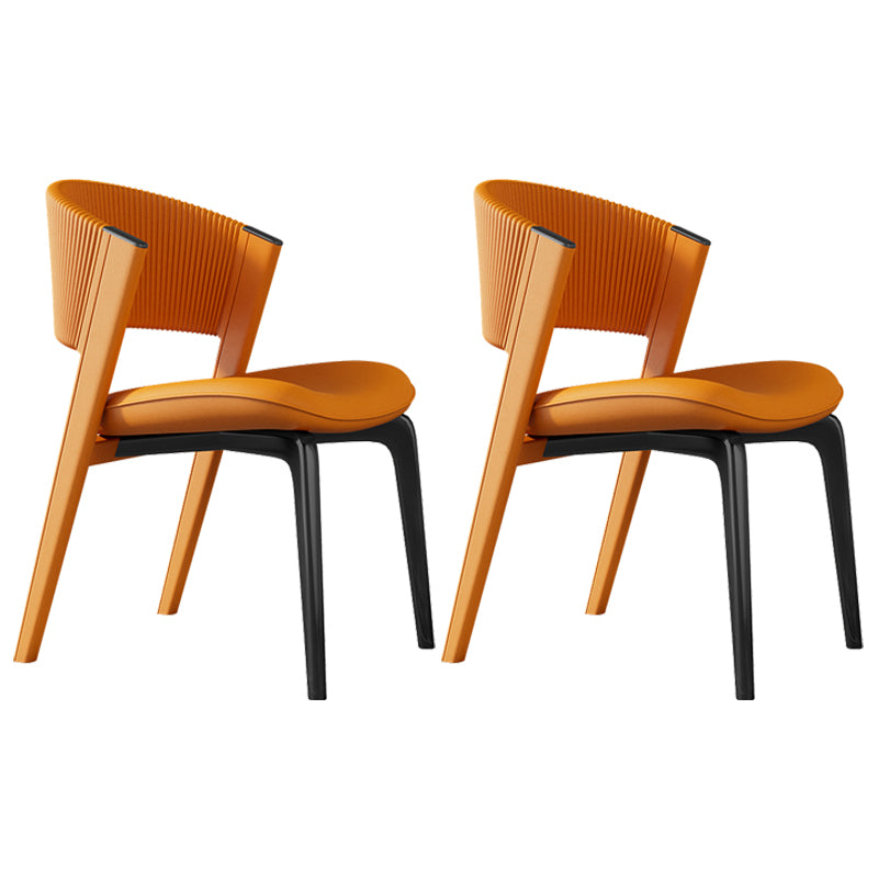 Modern Faux Leather Dining Chair Open Back Dining Side Furniture in Matte Finish Orange 2 Piece Set Black Clearhalo 'Dining Chairs' 'Dining Tables & Seating' 'dining_chair' 'furn' 'furn_dining_chair' 'Furniture' 'Kitchen & Dining Furniture' 5360400