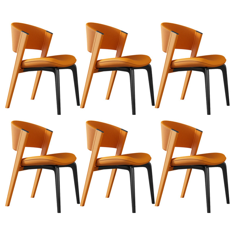 Modern Faux Leather Dining Chair Open Back Dining Side Furniture in Matte Finish Orange 6 Piece Set Black Clearhalo 'Dining Chairs' 'Dining Tables & Seating' 'dining_chair' 'furn' 'furn_dining_chair' 'Furniture' 'Kitchen & Dining Furniture' 5360402