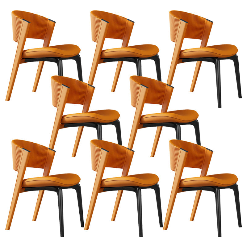 Modern Faux Leather Dining Chair Open Back Dining Side Furniture in Matte Finish Orange 8 Piece Set Black Clearhalo 'Dining Chairs' 'Dining Tables & Seating' 'dining_chair' 'furn' 'furn_dining_chair' 'Furniture' 'Kitchen & Dining Furniture' 5360403