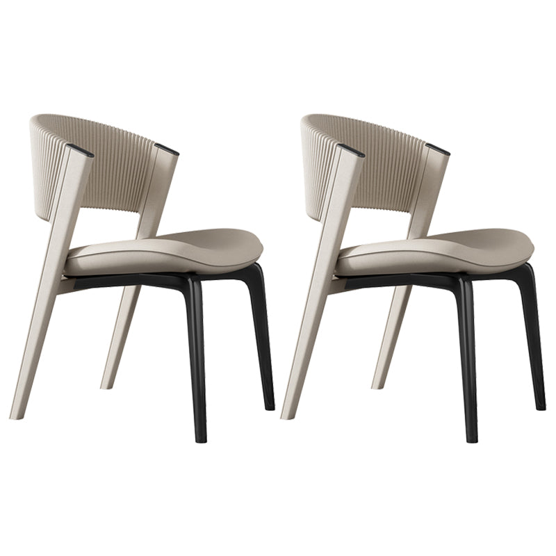 Modern Faux Leather Dining Chair Open Back Dining Side Furniture in Matte Finish Off-White 2 Piece Set Black Clearhalo 'Dining Chairs' 'Dining Tables & Seating' 'dining_chair' 'furn' 'furn_dining_chair' 'Furniture' 'Kitchen & Dining Furniture' 5360412