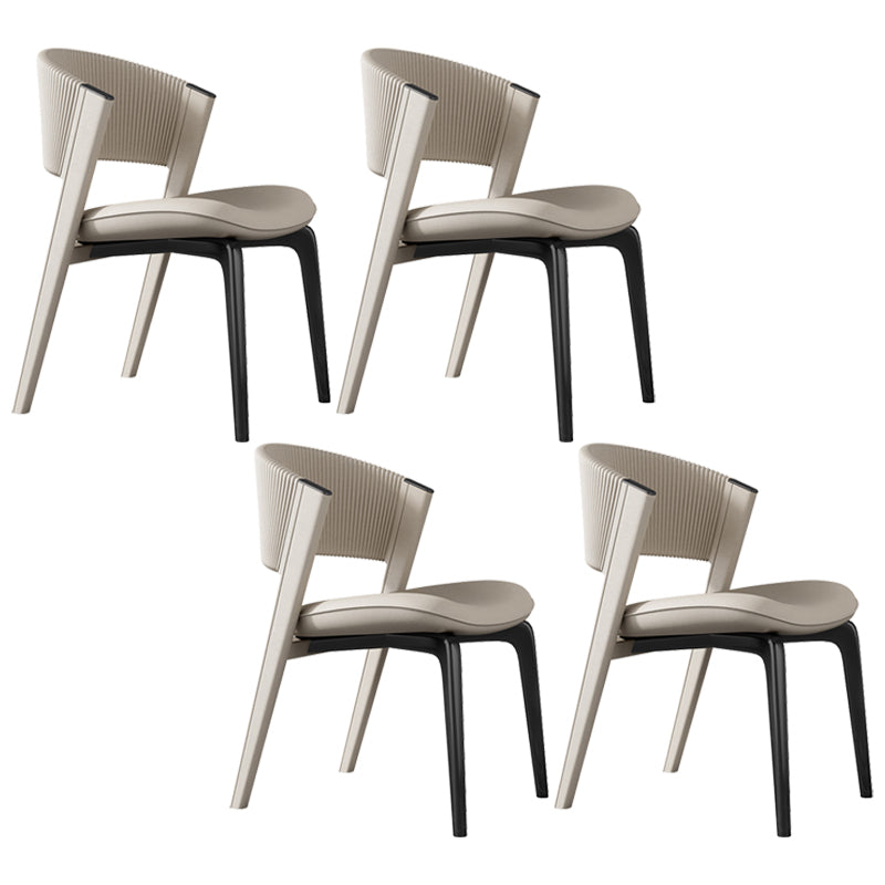 Modern Faux Leather Dining Chair Open Back Dining Side Furniture in Matte Finish Off-White 4 Piece Set Black Clearhalo 'Dining Chairs' 'Dining Tables & Seating' 'dining_chair' 'furn' 'furn_dining_chair' 'Furniture' 'Kitchen & Dining Furniture' 5360413