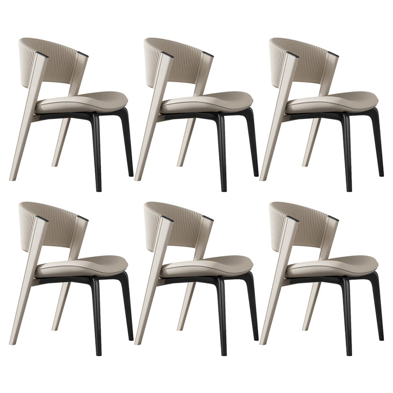 Modern Faux Leather Dining Chair Open Back Dining Side Furniture in Matte Finish Off-White 6 Piece Set Black Clearhalo 'Dining Chairs' 'Dining Tables & Seating' 'dining_chair' 'furn' 'furn_dining_chair' 'Furniture' 'Kitchen & Dining Furniture' 5360414