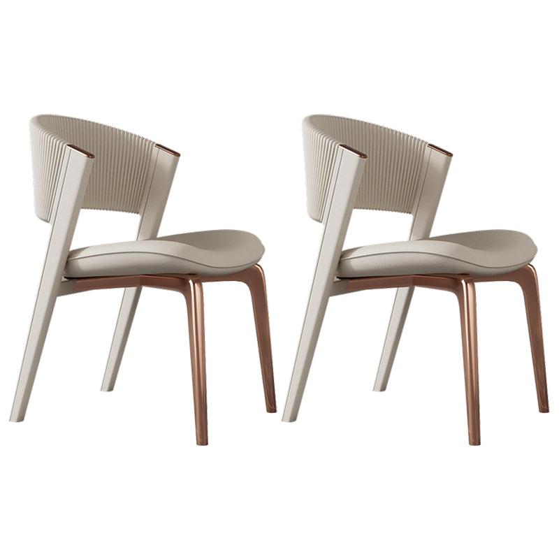 Modern Faux Leather Dining Chair Open Back Dining Side Furniture in Matte Finish Off-White 2 Piece Set Rose Gold Clearhalo 'Dining Chairs' 'Dining Tables & Seating' 'dining_chair' 'furn' 'furn_dining_chair' 'Furniture' 'Kitchen & Dining Furniture' 5360416