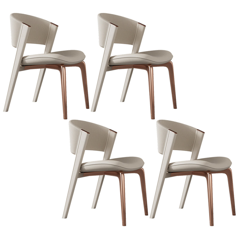 Modern Faux Leather Dining Chair Open Back Dining Side Furniture in Matte Finish Off-White 4 Piece Set Rose Gold Clearhalo 'Dining Chairs' 'Dining Tables & Seating' 'dining_chair' 'furn' 'furn_dining_chair' 'Furniture' 'Kitchen & Dining Furniture' 5360417