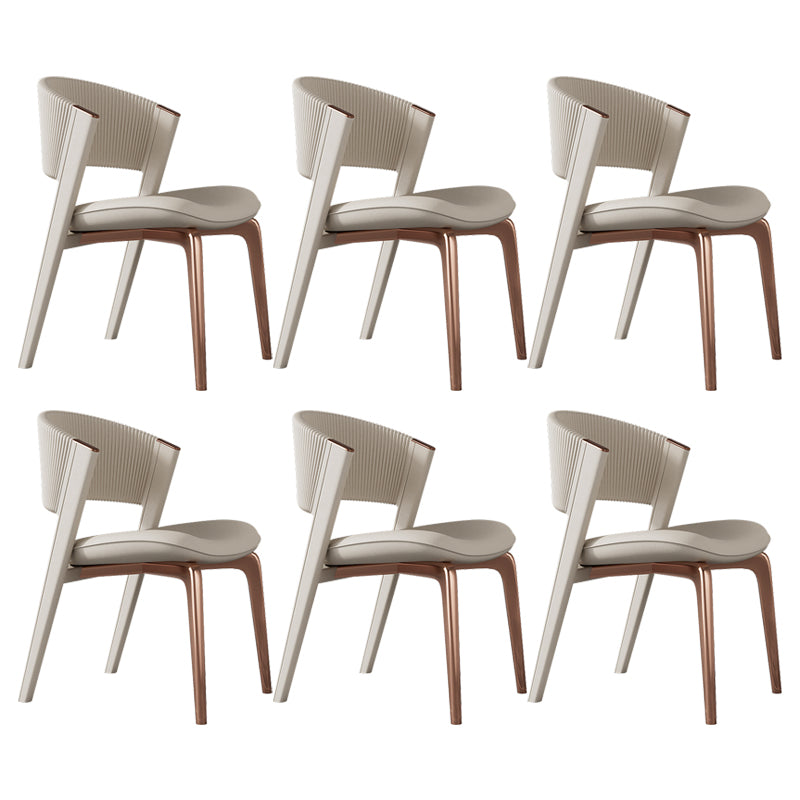 Modern Faux Leather Dining Chair Open Back Dining Side Furniture in Matte Finish Off-White 6 Piece Set Rose Gold Clearhalo 'Dining Chairs' 'Dining Tables & Seating' 'dining_chair' 'furn' 'furn_dining_chair' 'Furniture' 'Kitchen & Dining Furniture' 5360418