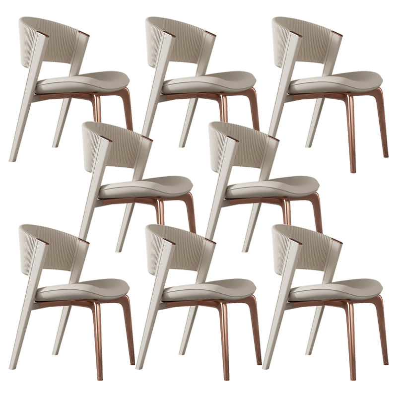 Modern Faux Leather Dining Chair Open Back Dining Side Furniture in Matte Finish Off-White 8 Piece Set Rose Gold Clearhalo 'Dining Chairs' 'Dining Tables & Seating' 'dining_chair' 'furn' 'furn_dining_chair' 'Furniture' 'Kitchen & Dining Furniture' 5360419