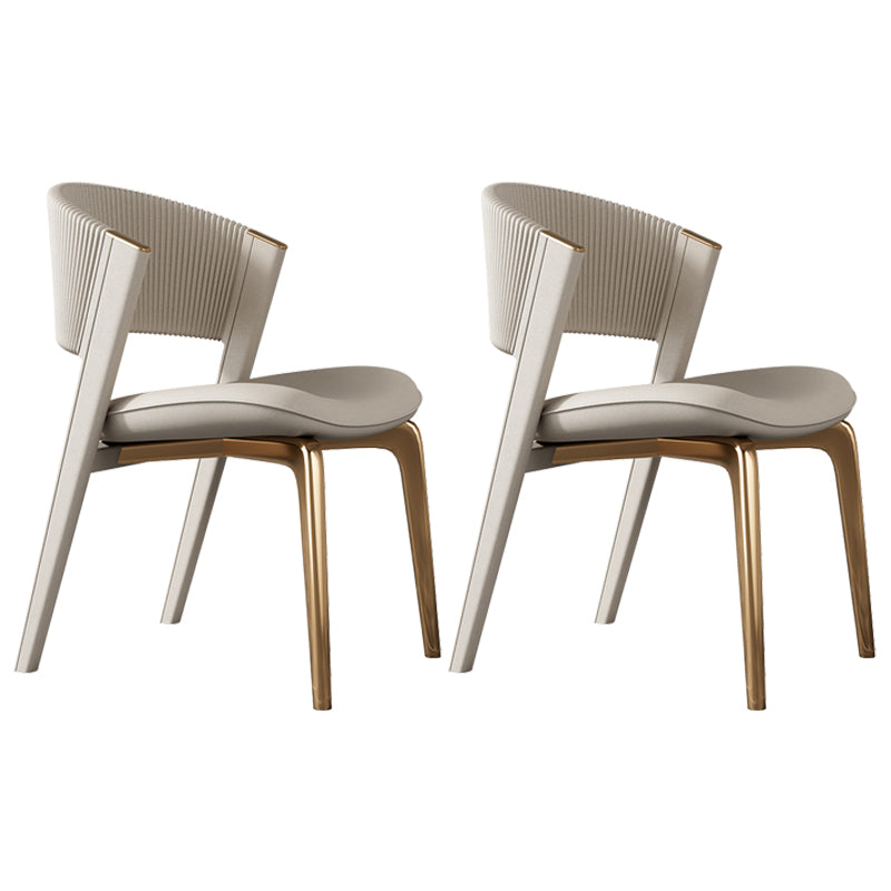 Modern Faux Leather Dining Chair Open Back Dining Side Furniture in Matte Finish Off-White 2 Piece Set Gold Clearhalo 'Dining Chairs' 'Dining Tables & Seating' 'dining_chair' 'furn' 'furn_dining_chair' 'Furniture' 'Kitchen & Dining Furniture' 5360420