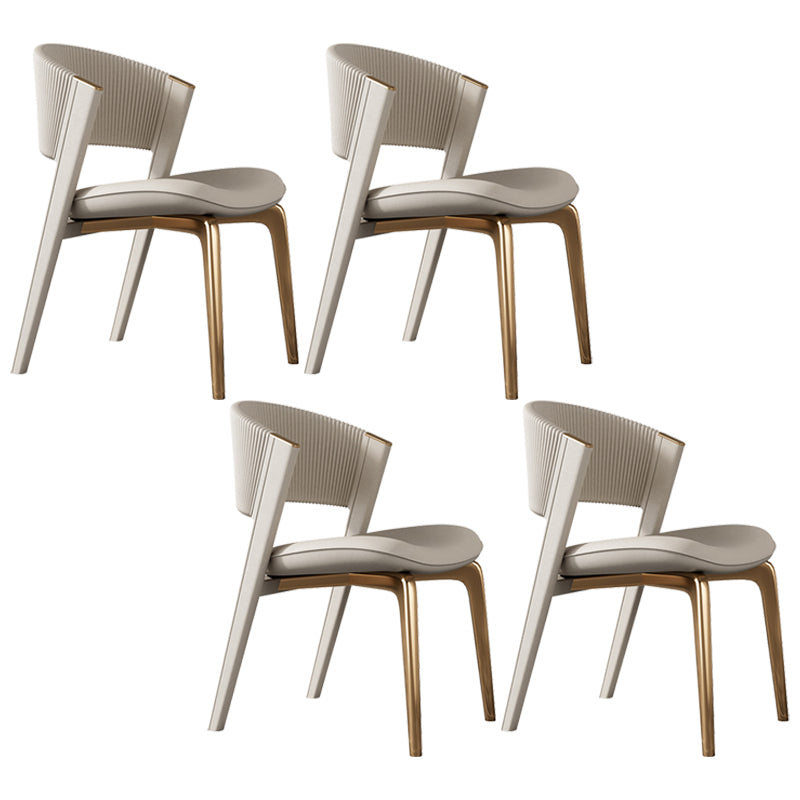 Modern Faux Leather Dining Chair Open Back Dining Side Furniture in Matte Finish Off-White 4 Piece Set Gold Clearhalo 'Dining Chairs' 'Dining Tables & Seating' 'dining_chair' 'furn' 'furn_dining_chair' 'Furniture' 'Kitchen & Dining Furniture' 5360421