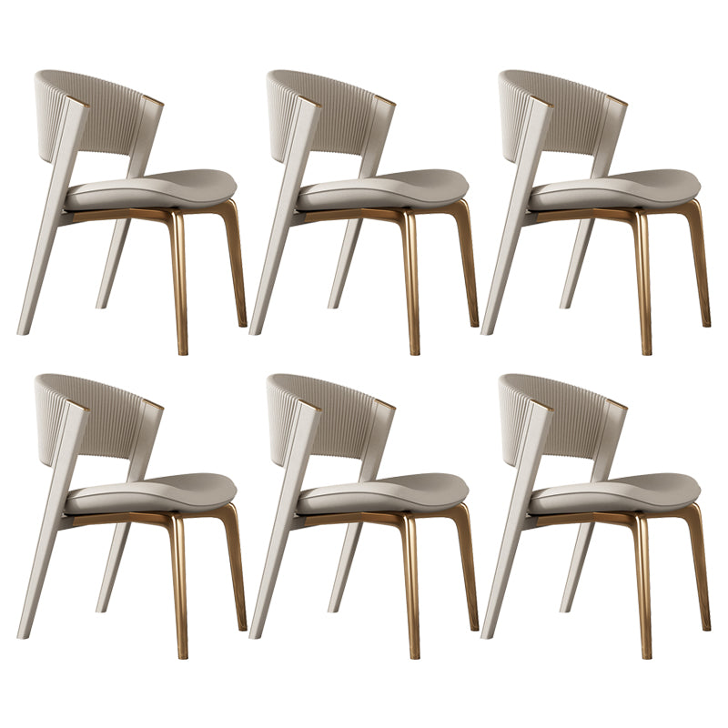 Modern Faux Leather Dining Chair Open Back Dining Side Furniture in Matte Finish Off-White 6 Piece Set Gold Clearhalo 'Dining Chairs' 'Dining Tables & Seating' 'dining_chair' 'furn' 'furn_dining_chair' 'Furniture' 'Kitchen & Dining Furniture' 5360422