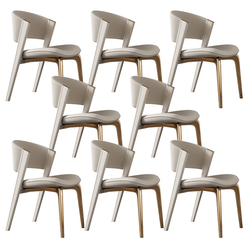 Modern Faux Leather Dining Chair Open Back Dining Side Furniture in Matte Finish Off-White 8 Piece Set Gold Clearhalo 'Dining Chairs' 'Dining Tables & Seating' 'dining_chair' 'furn' 'furn_dining_chair' 'Furniture' 'Kitchen & Dining Furniture' 5360423