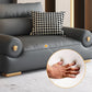 Stain Resistant Faux Leather Round Arm Sofa Standard Sofa with Sewn Pillow Back Clearhalo 'furn' 'furn_sofas' 'Furniture' 'Living Room Furniture' 'Sofa' 'sofas' 5360430