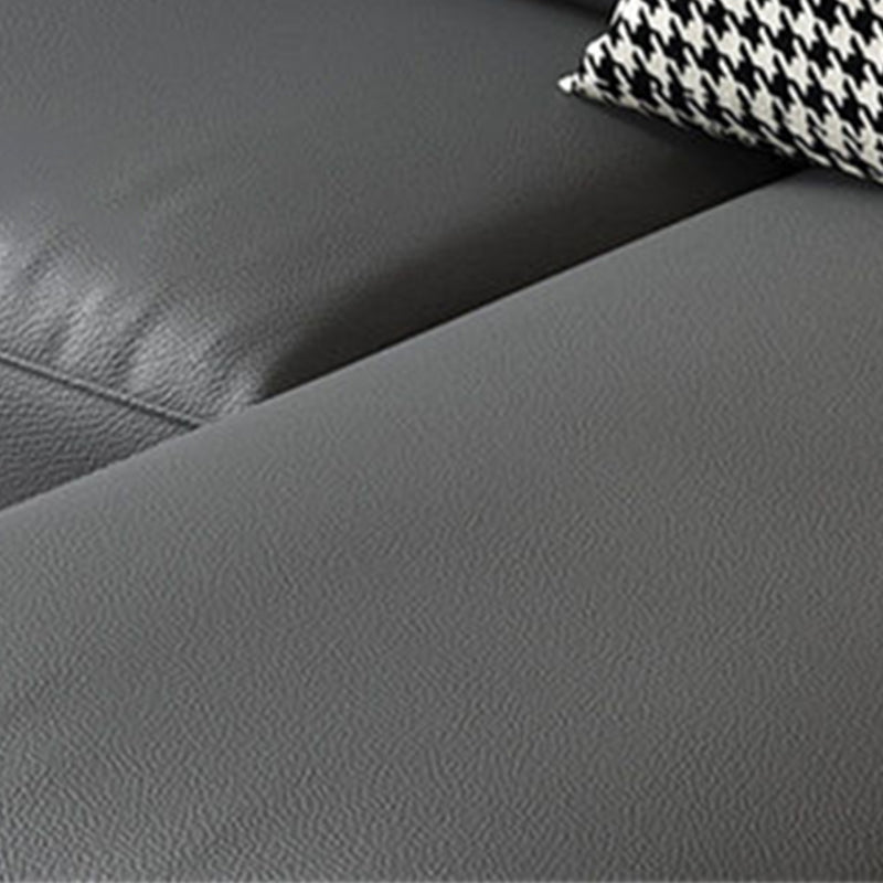 Stain Resistant Faux Leather Round Arm Sofa Standard Sofa with Sewn Pillow Back Clearhalo 'furn' 'furn_sofas' 'Furniture' 'Living Room Furniture' 'Sofa' 'sofas' 5360433