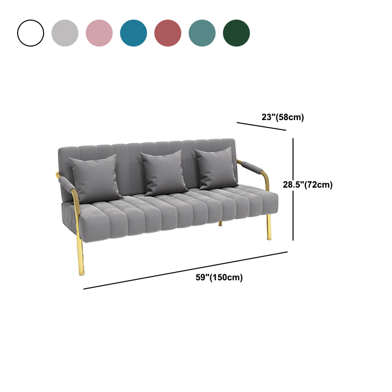 Velvet Recessed Arm Sofa Contemporary Standard Sofa with Sewn Pillow Back Clearhalo 'furn' 'furn_sofas' 'Furniture' 'Living Room Furniture' 'Sofa' 'sofas' 5360536