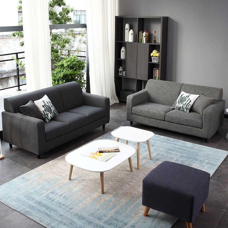 32.67 "wリネンスクエアアームソファ2つの枕と現代標準ソファ