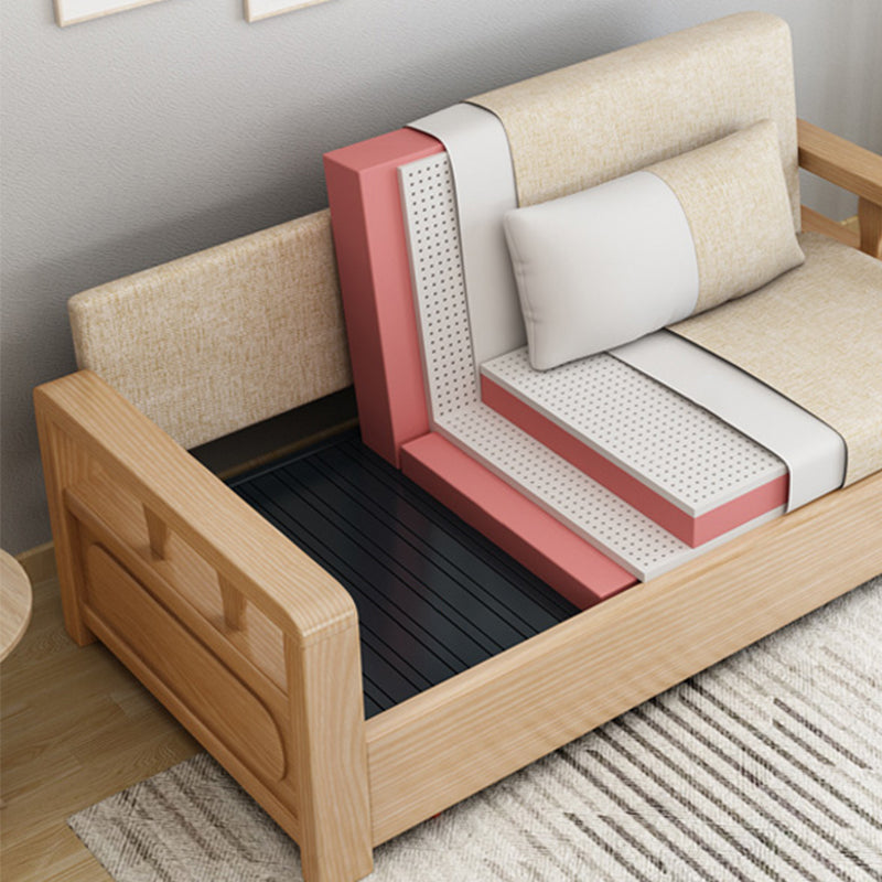 Sofá de cama de cama de brazo cuadrado de lino sofá de cama convertible contemporánea para sala de estar
