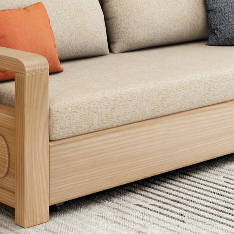 Linen Square Arm Sofa Contemporary Convertible Bed Sofa for Living Room