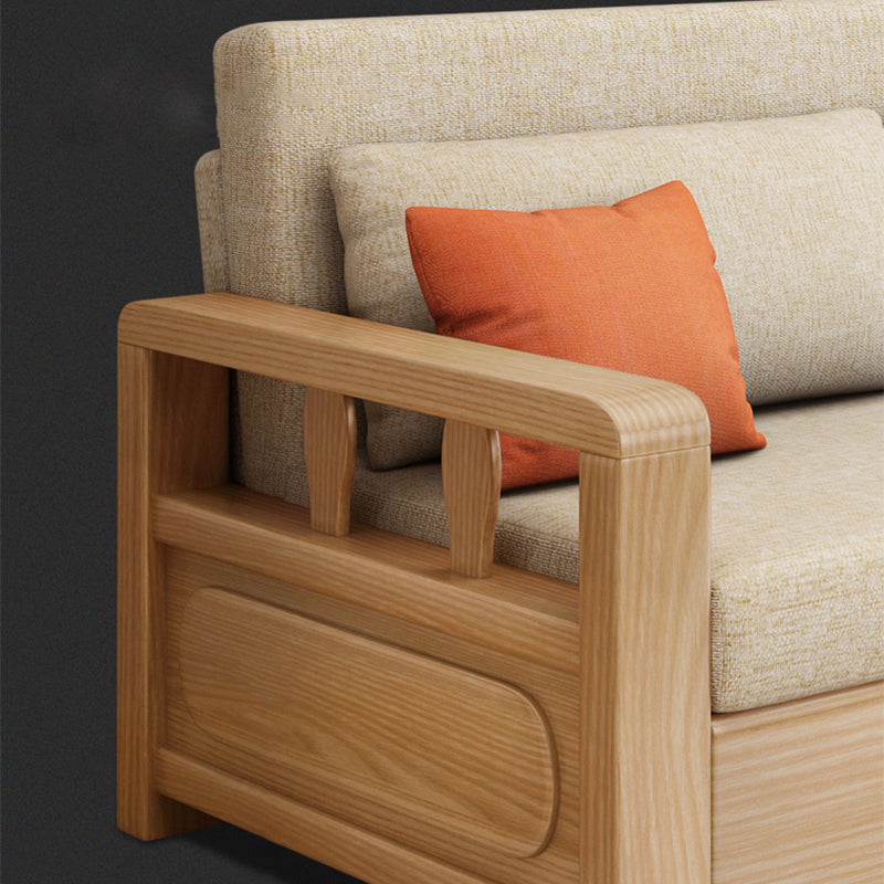 Sofá de cama de cama de brazo cuadrado de lino sofá de cama convertible contemporánea para sala de estar