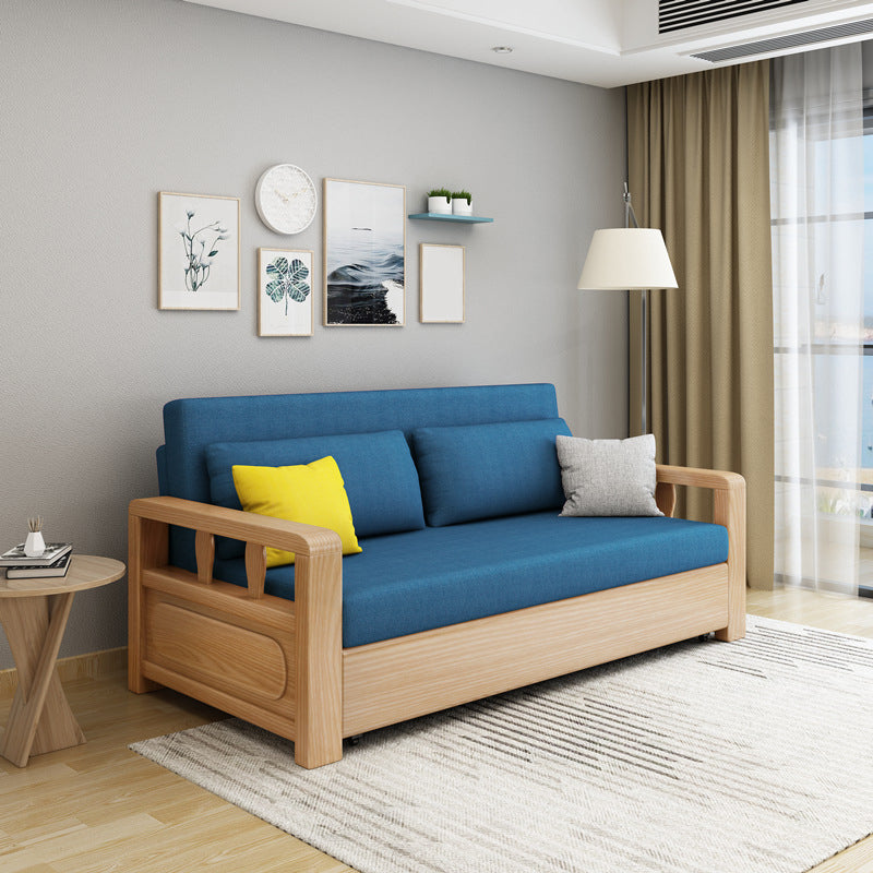 Sofá de cama de cama de brazo cuadrado de lino sofá de cama convertible contemporánea para sala de estar