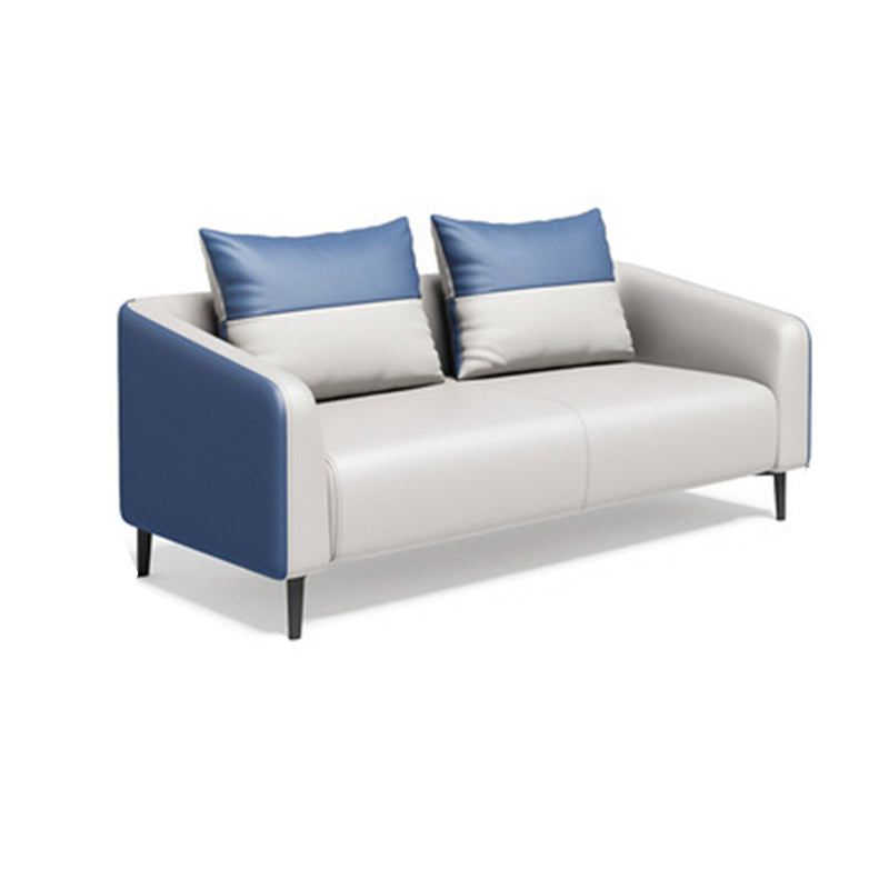 28.34" H Genuine Leather Tuxedo Arm Sofa Contemporary Standard Sofa