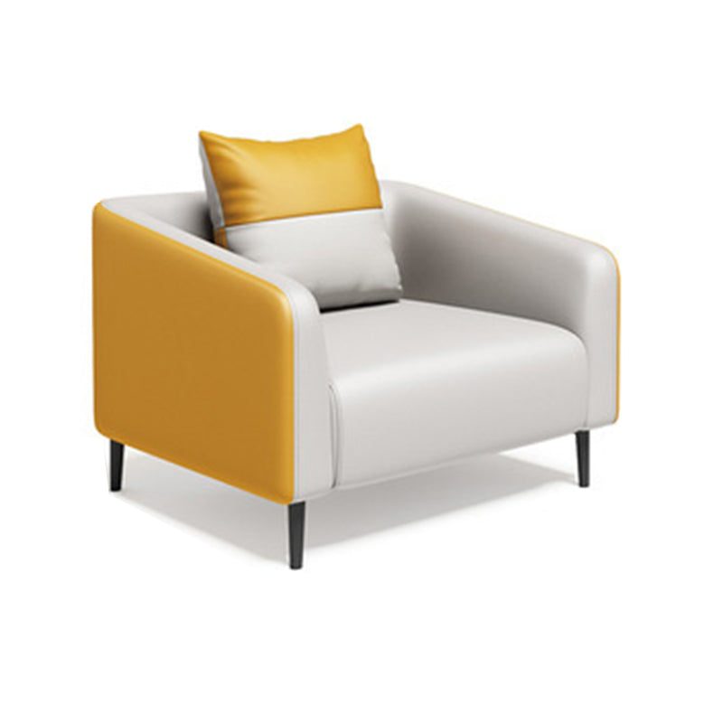 28.34" H Genuine Leather Tuxedo Arm Sofa Contemporary Standard Sofa