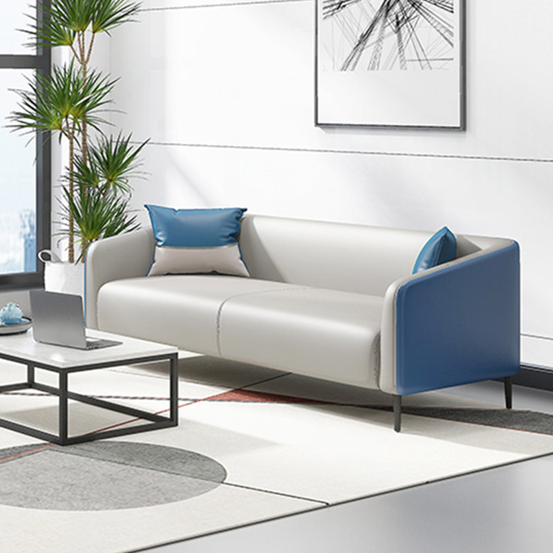 28.34" H Genuine Leather Tuxedo Arm Sofa Contemporary Standard Sofa