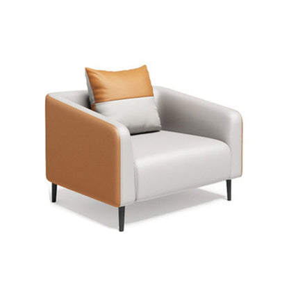 28.34" H Genuine Leather Tuxedo Arm Sofa Contemporary Standard Sofa