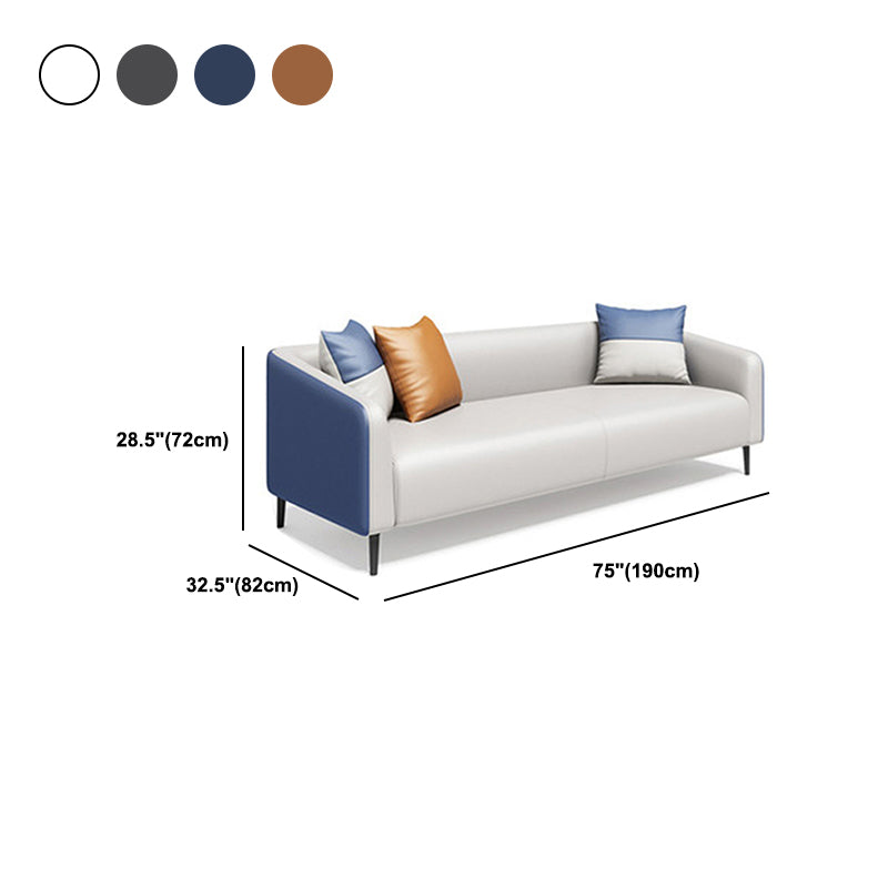 28.34" H Genuine Leather Tuxedo Arm Sofa Contemporary Standard Sofa